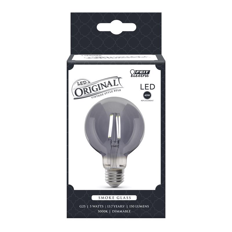 FEIT - Feit LED Filament G25 E26 (Medium) Filament LED Bulb Smoke Daylight 40 Watt Equivalence 1 pk