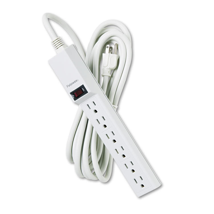 Fellowes - Power Strip, 6 Outlets, 15 ft Cord, Platinum