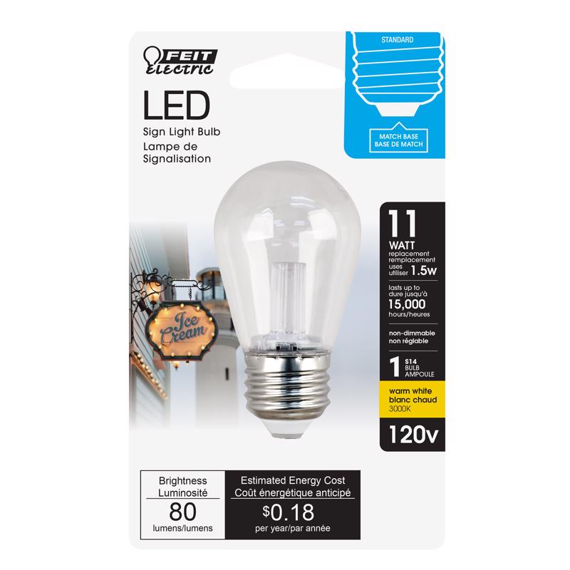 FEIT - Feit S14 E26 (Medium) LED Bulb Warm White 11 Watt Equivalence 1 pk