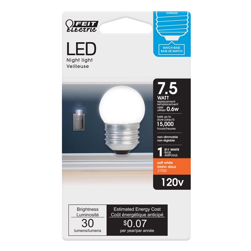 FEIT - Feit LED Specialty S11 E26 (Medium) LED Bulb Soft White 7.5 Watt Equivalence 1 pk