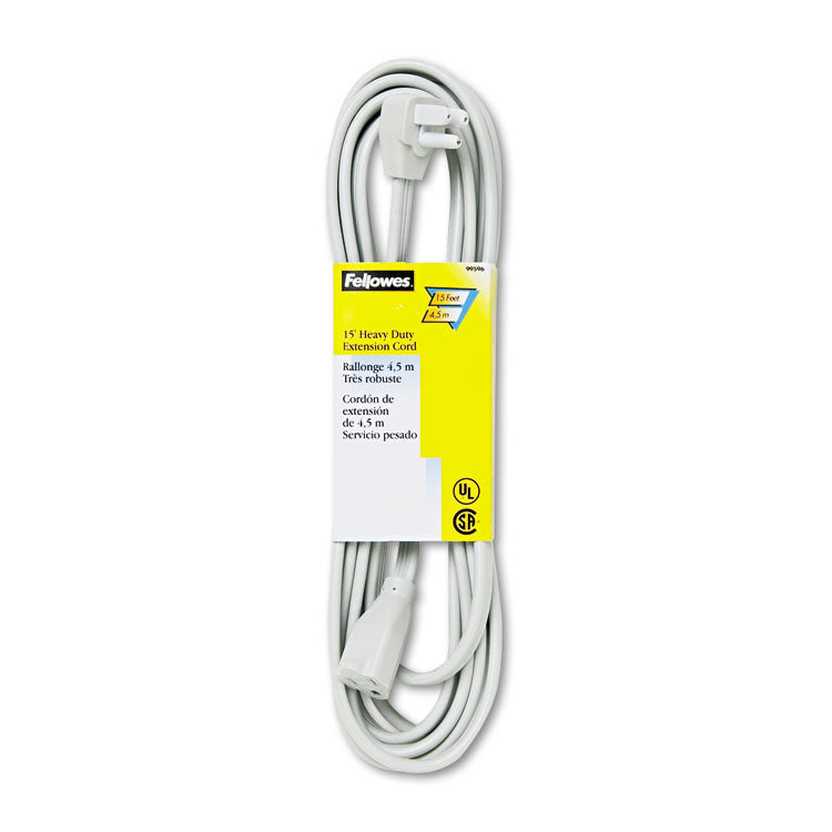 Fellowes - Indoor Heavy-Duty Extension Cord, 15 ft, 15 A, Gray