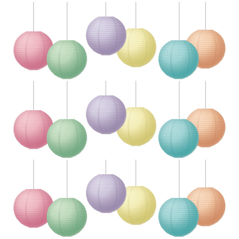 TEACHER CREATED RESOURCES - Pastel Pop 8" Hanging Paper Lanterns, 6 Per Pack, 3 Packs