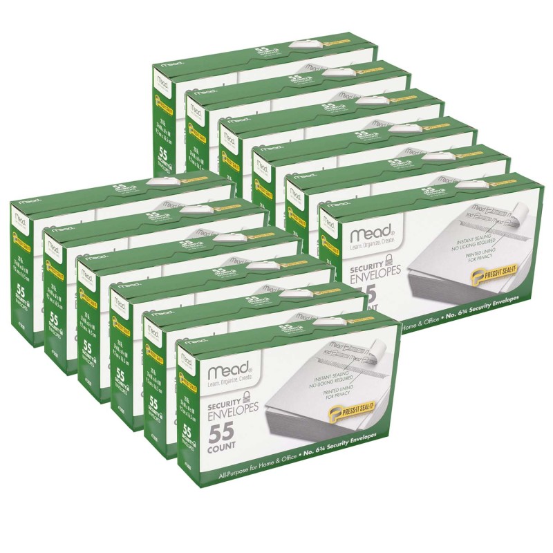 MEAD - Press-It Seal-It® Security Envelopes, # 6 3/4, 55 Per Box, 12 Boxes