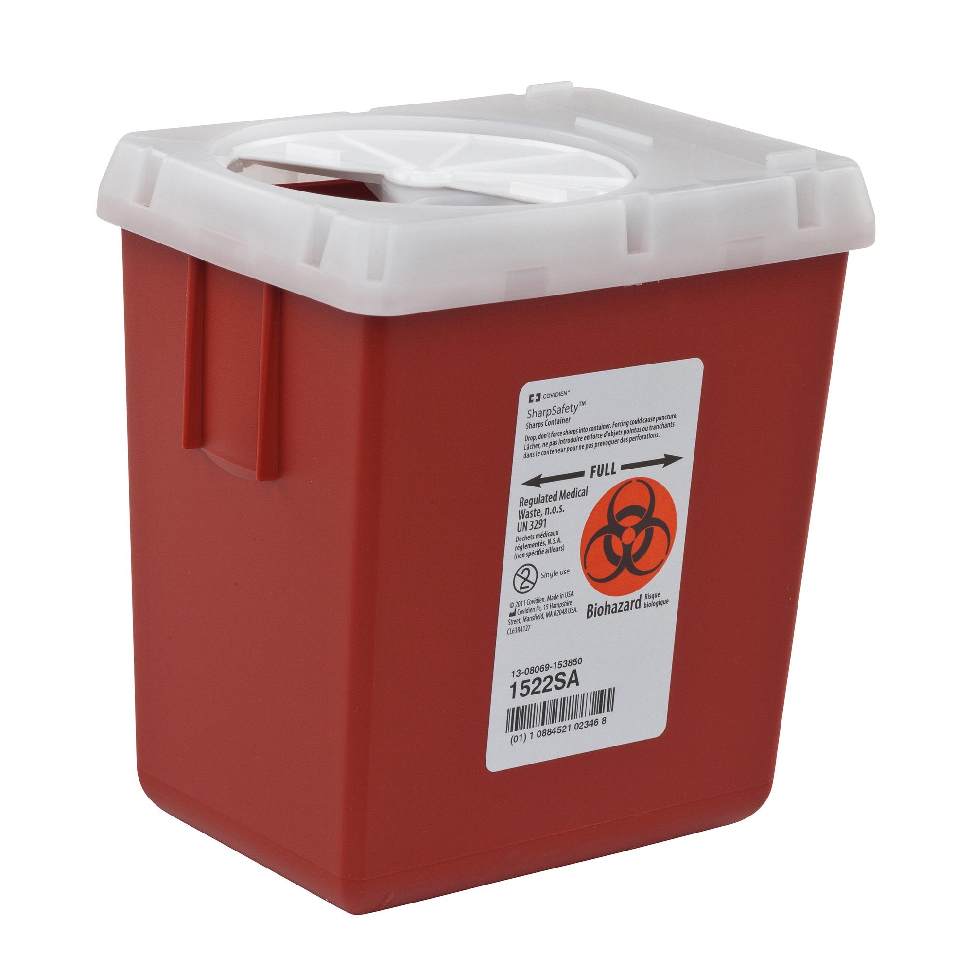 Cardinal - Sharps Container AutoDrop™ Red Base 7-1/4 H X 6-1/2 W X 4-1/2 D Inch Vertical Entry 0.55 Gallon [1/EA]