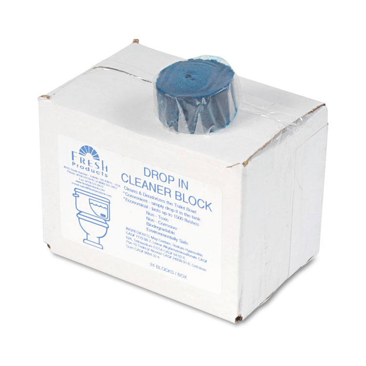 Fresh Products - Drop-In Tank Non-Para Cleaner Block, Unscented, Blue, 24/Box, 3 Boxes/Carton