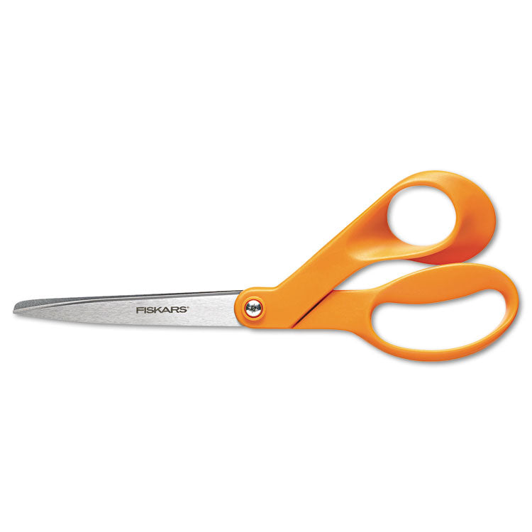 Fiskars - Home and Office Scissors, 8" Long, 3.5" Cut Length, Orange Offset Handle