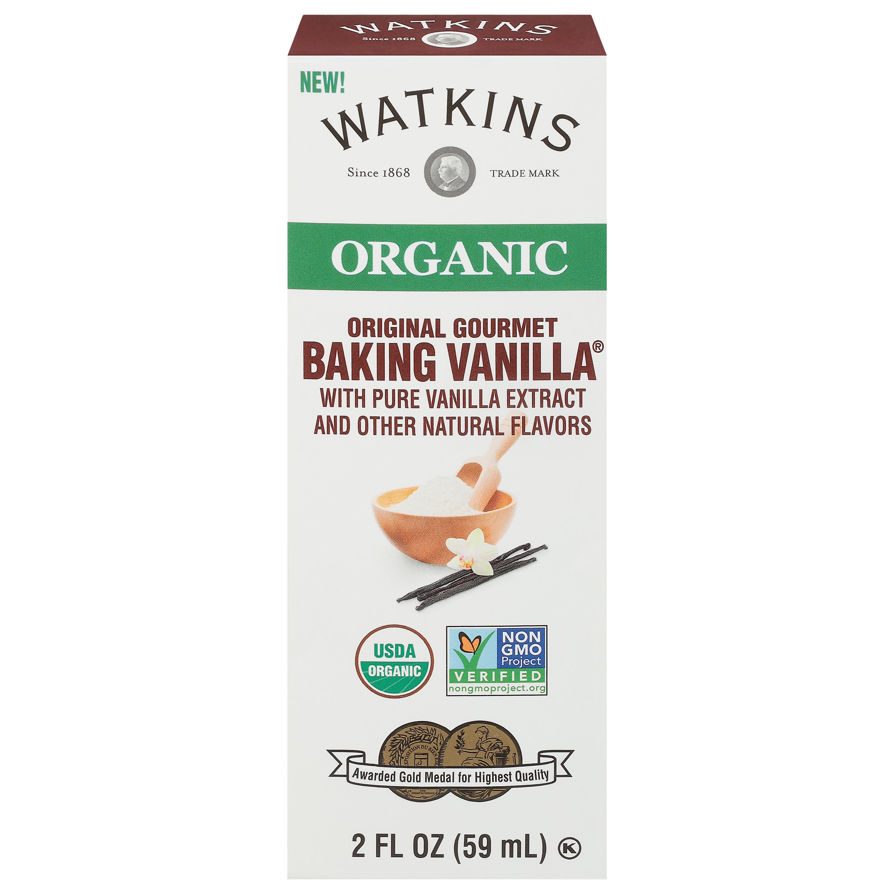 Watkins Original Gourmet Organic Baking Vanilla with Pure Vanilla Extract 2 fl oz - Case of 12