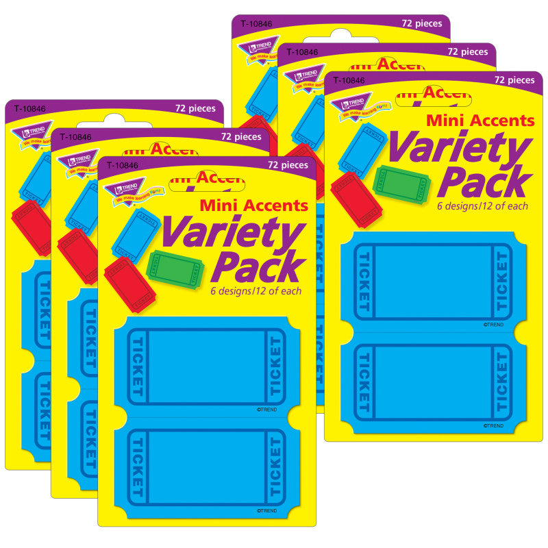 TREND - Winning Tickets Mini Accents Variety Pack, 72 Per Pack, 6 Packs