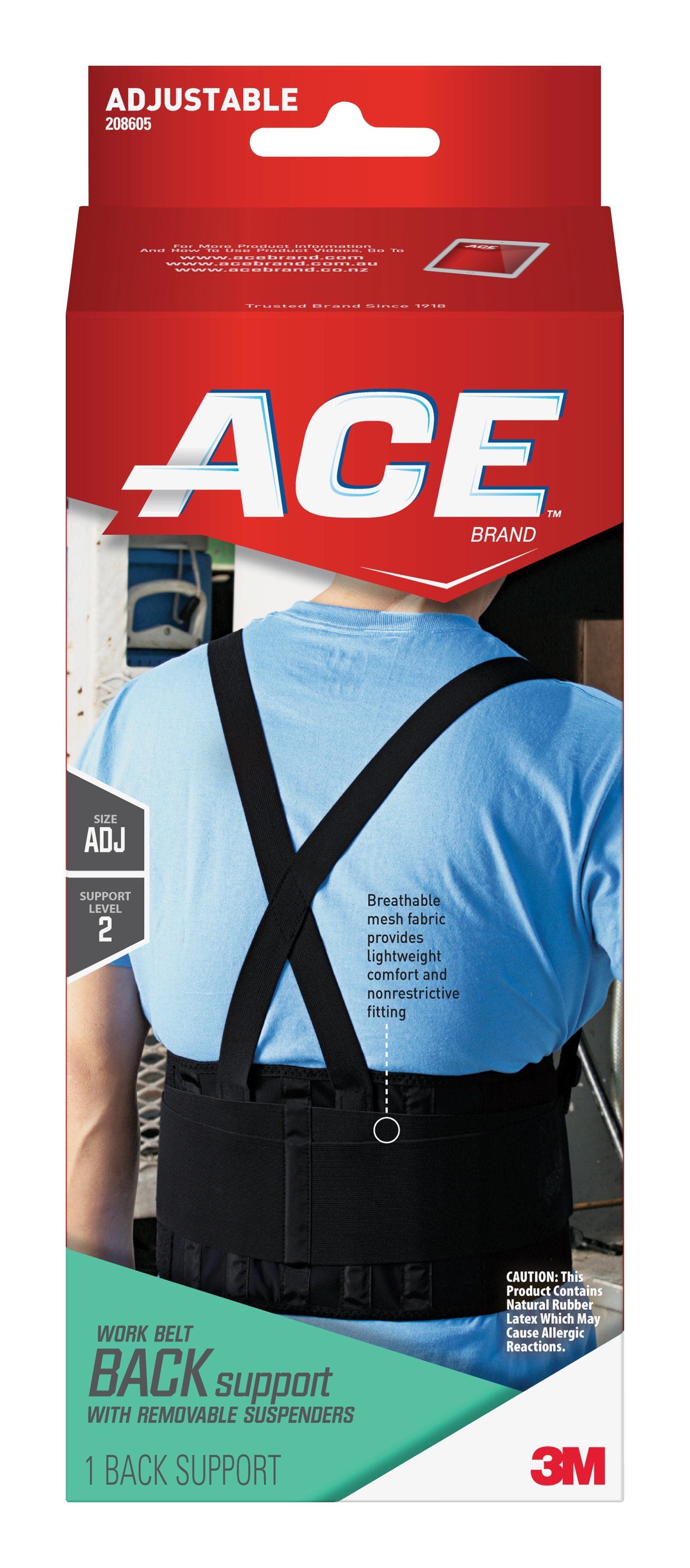 3M Company - Occupational Back Support Ace™ One Size Fits Most Hook and Loop Closure Up to 48 Inch Waist Circumference 9 Inch Height Adult [1/EA]