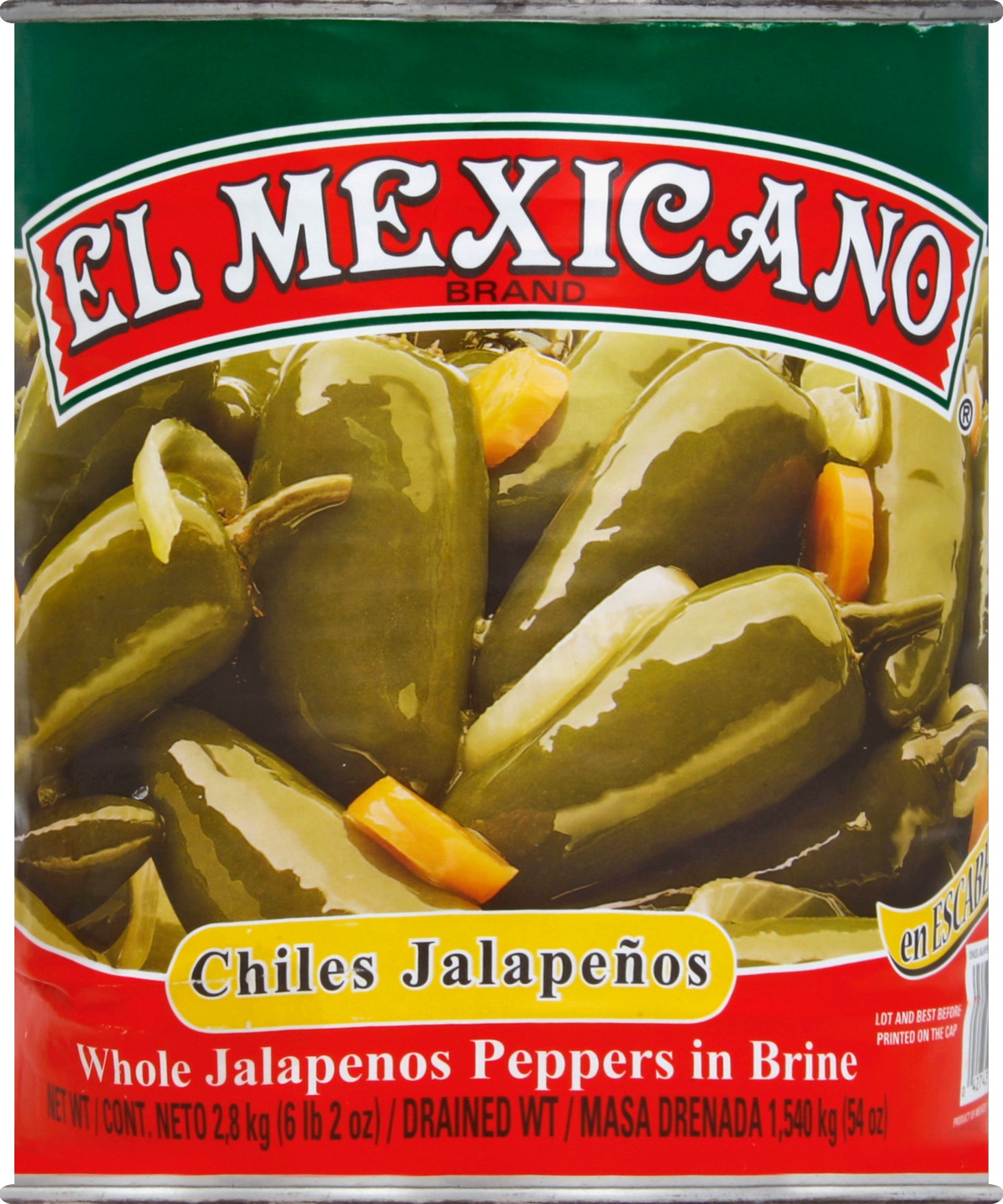 El Mexicano Jalapenos Peppers 2.8 kg - Case of 6