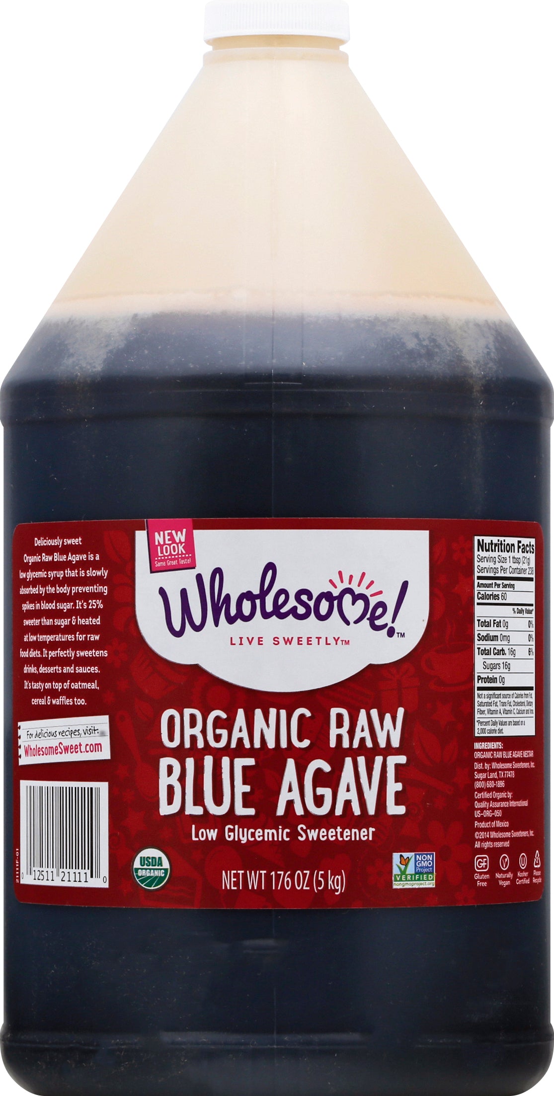 Wholesome Organic Raw Blue Agave 176 oz - Case of 1