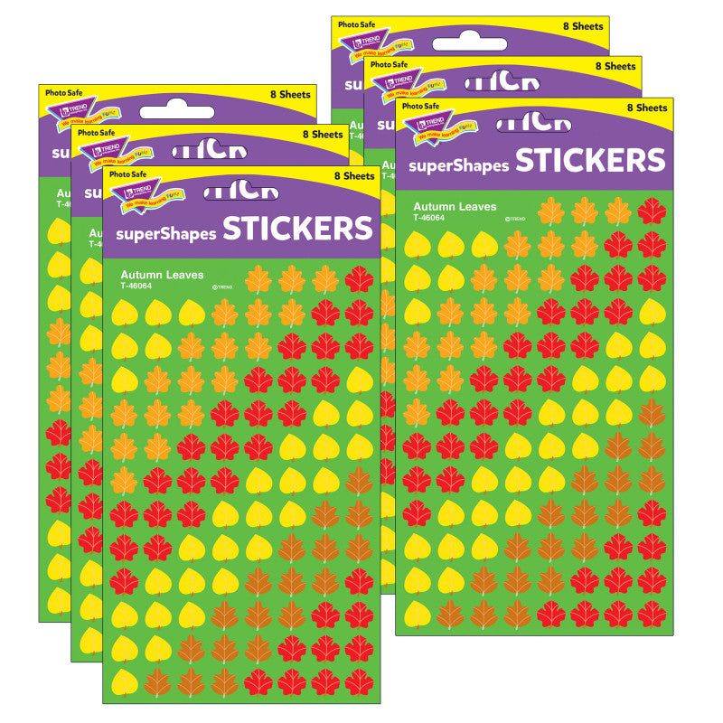 TREND - Autumn Leaves superShapes Stickers, 800 Per Pack, 6 Packs