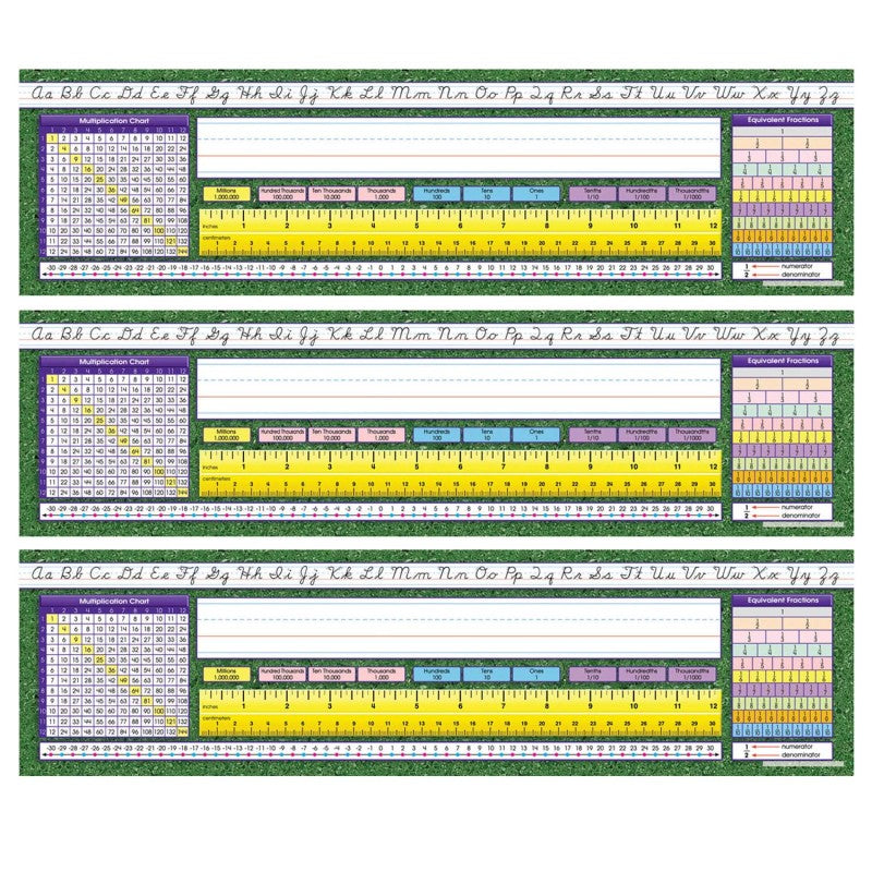 NORTH STAR TEACHER RESOURCES - Modern Cursive Intermediate Desk Plates, 19" x 5", 36 Per Pack, 3 Packs