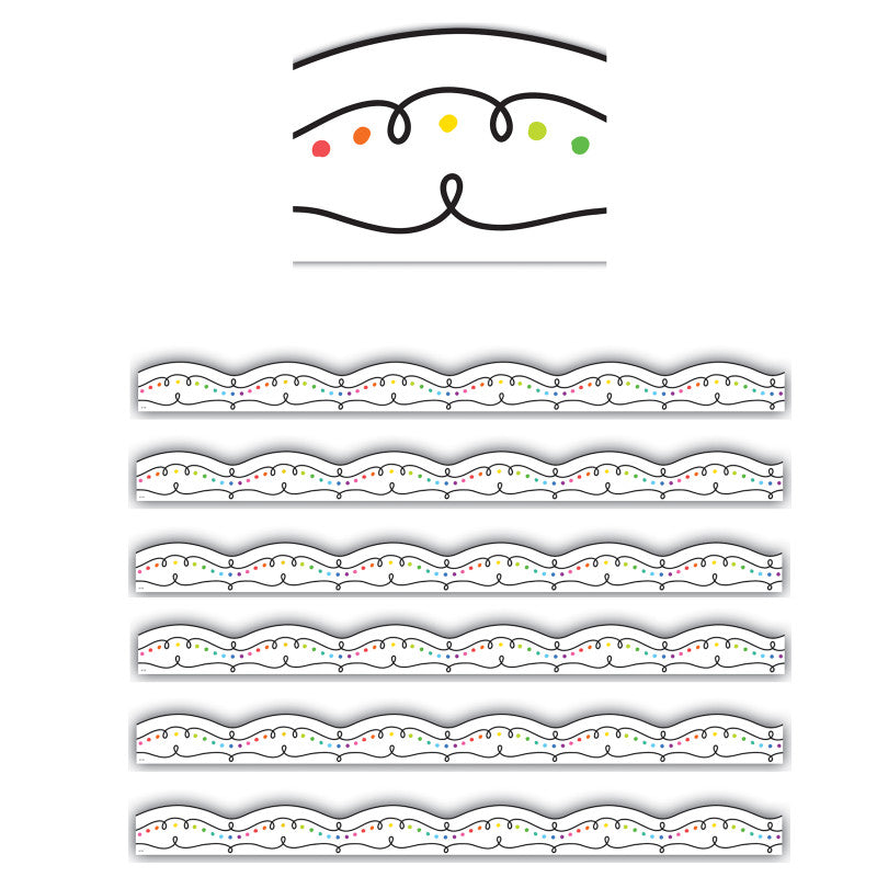 TEACHER CREATED RESOURCES - Squiggles and Colorful Dots Die-Cut Border Trim, 35 Feet Per Pack, 6 Packs