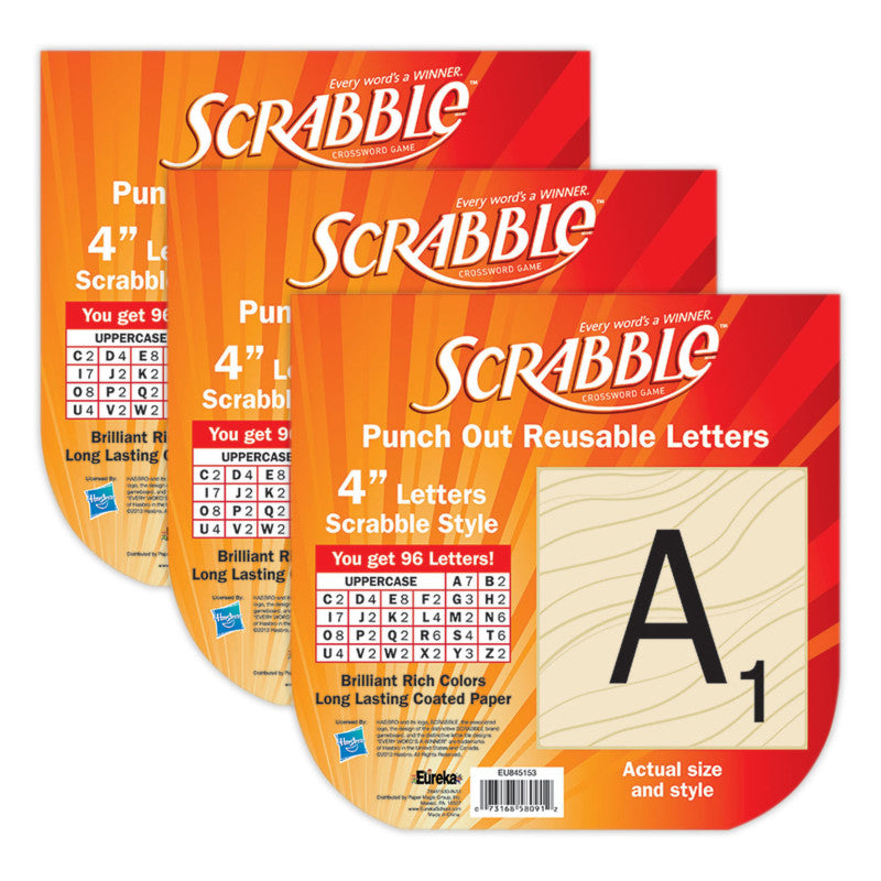 EUREKA - Scrabble™ Deco 4" Letters, 96 Per Pack, 3 Packs