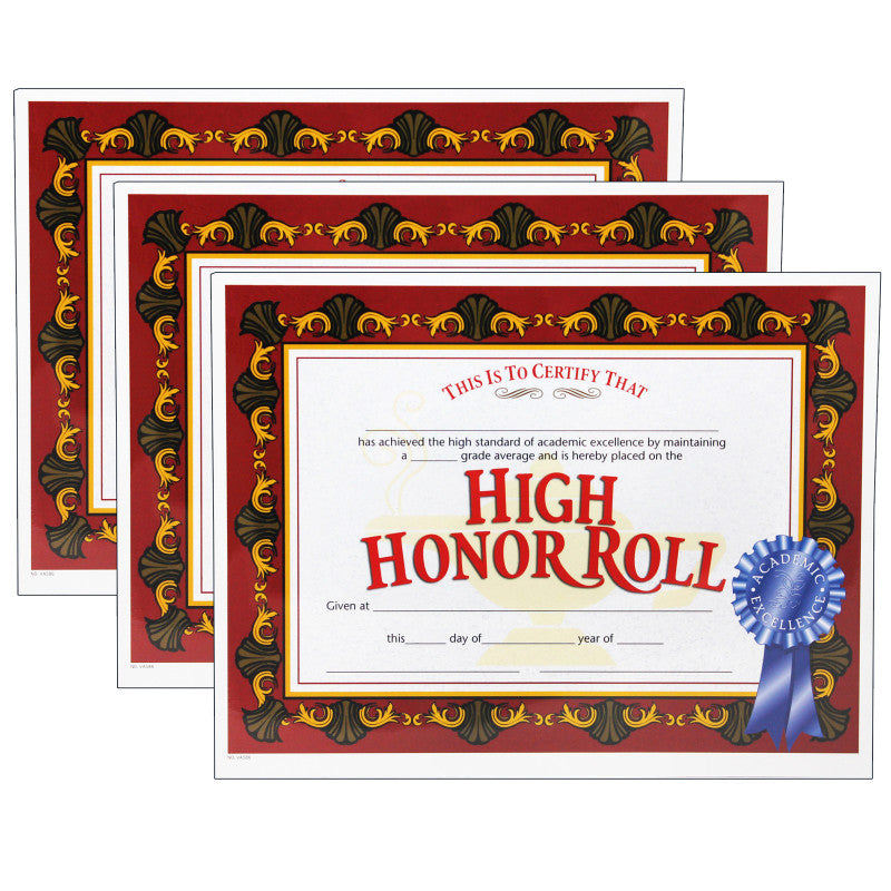 HAYES PUBLISHING - High Honor Roll Certificate, 30 Per Pack, 3 Packs
