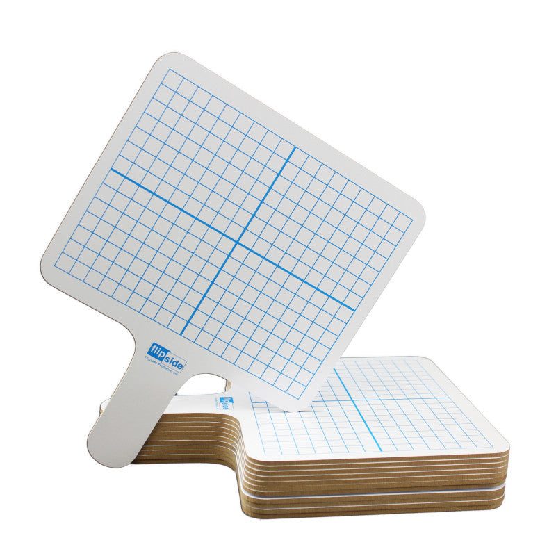 FLIPSIDE PRODUCTS - Two-Sided (3/8" Graph/Blank) Rectangular Dry Erase Graphing Paddles, Class Pack of 12