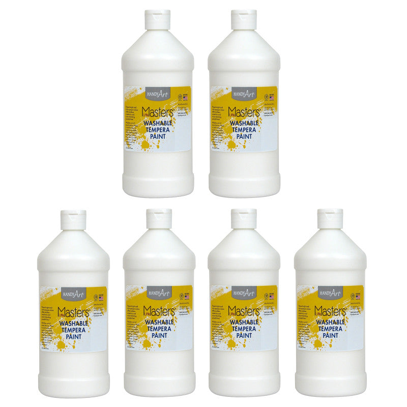 HANDY ART - Little Masters® Washable Tempera Paint, White, 32 oz., Pack of 6