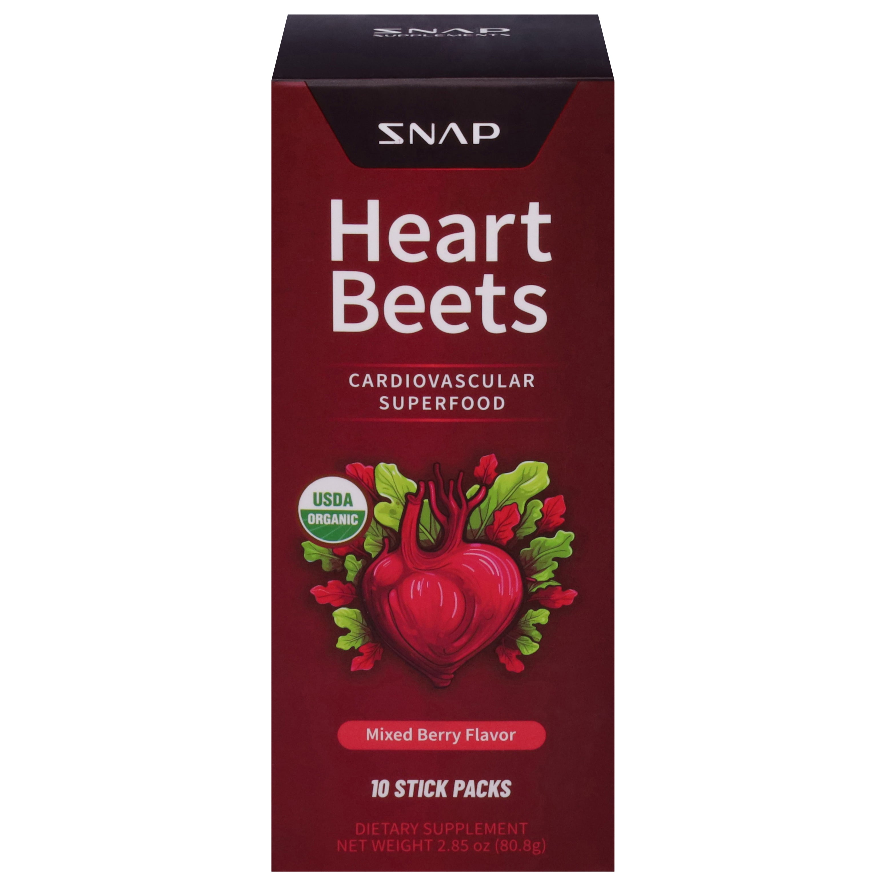 Snap Heart Beets Mixed Berry Flavor Cardiovascular Superfood 10 ea - Case of 1