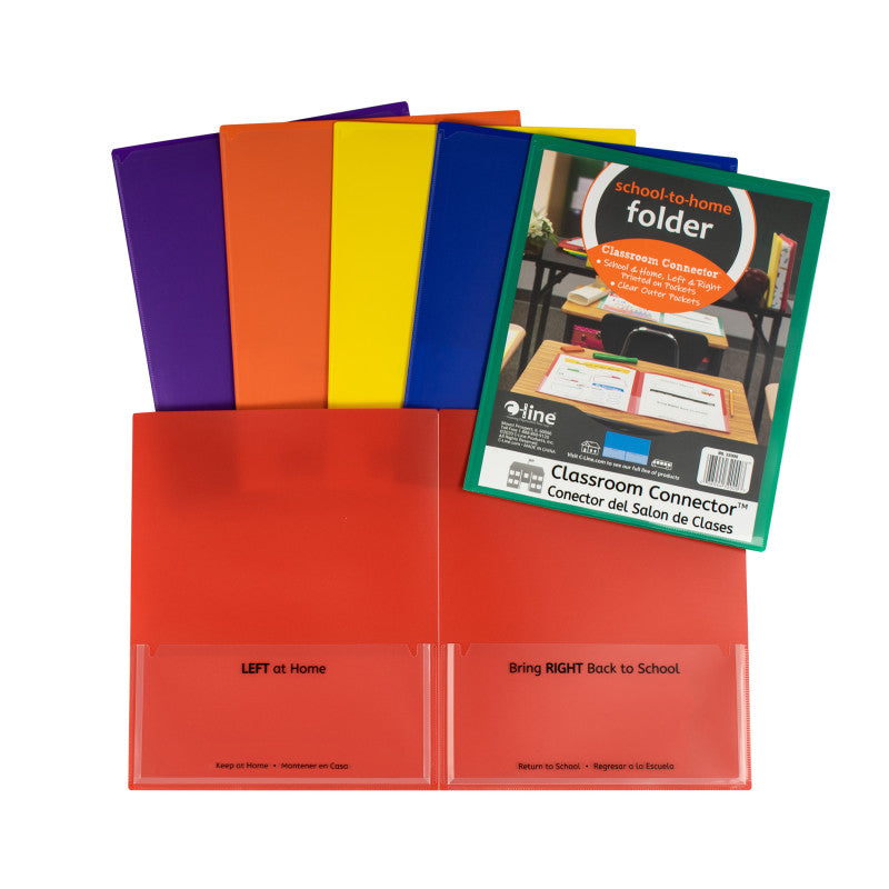 C-LINE - Classroom Connector™ School-To-Home Folders, Assorted Colors, Pack of 36