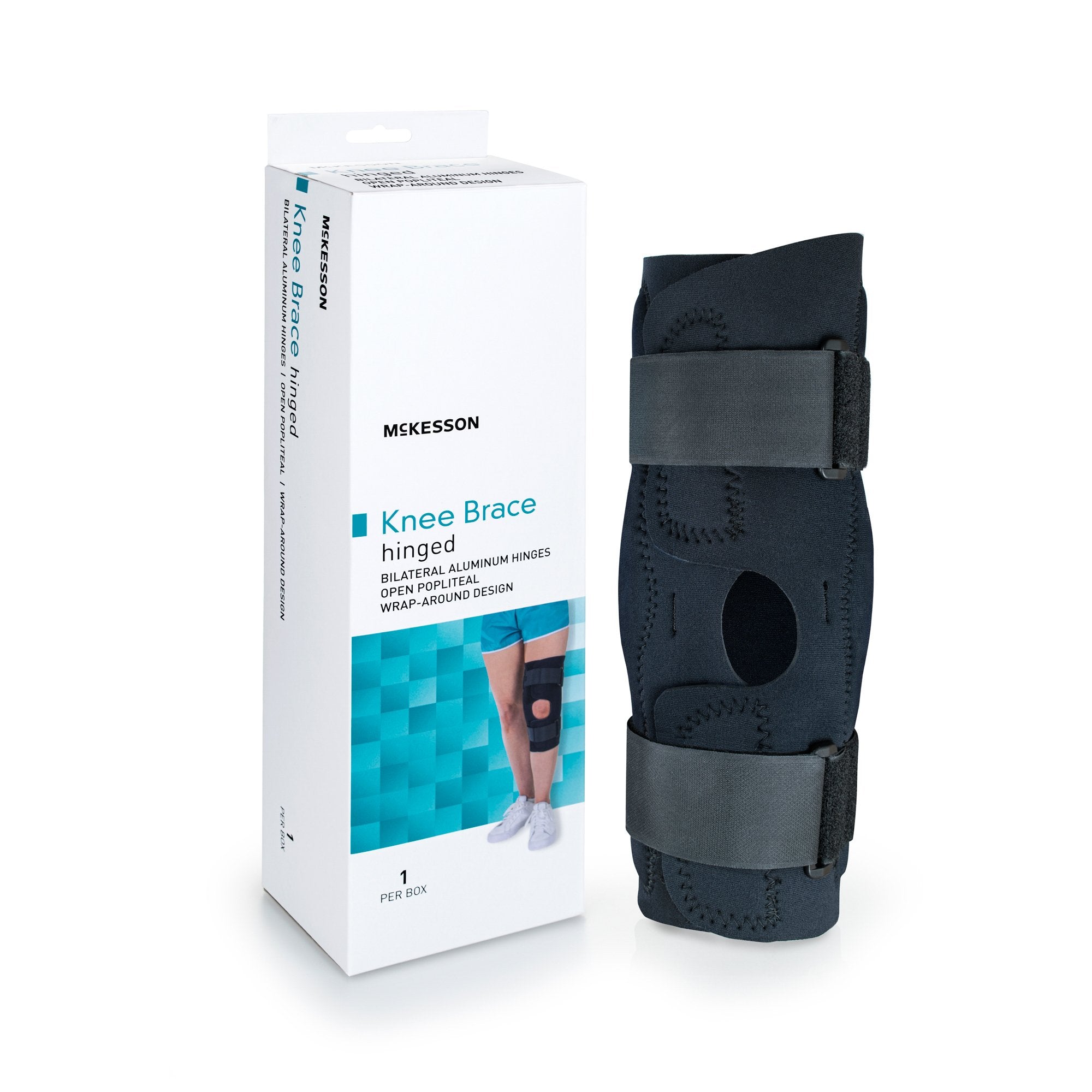 McKesson Brand - Knee Brace McKesson Medium Wraparound / Hook and Loop Strap Closure with D-Rings 18 to 20-1/2 Inch Circumference Left or Right Knee [1/EA]