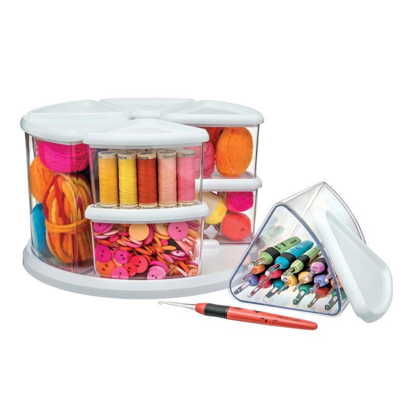 DEFLECTO - Carousel Rotating Organizer, 9-Bin, White