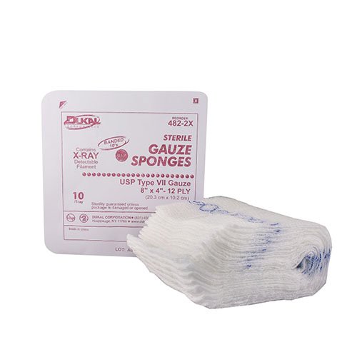 Dukal - Gauze Sponge X-Ray Detectable Dukal™ 4 X 8 Inch 12-Ply Sterile X-Ray Detectable 10 per Pack [10/TR]