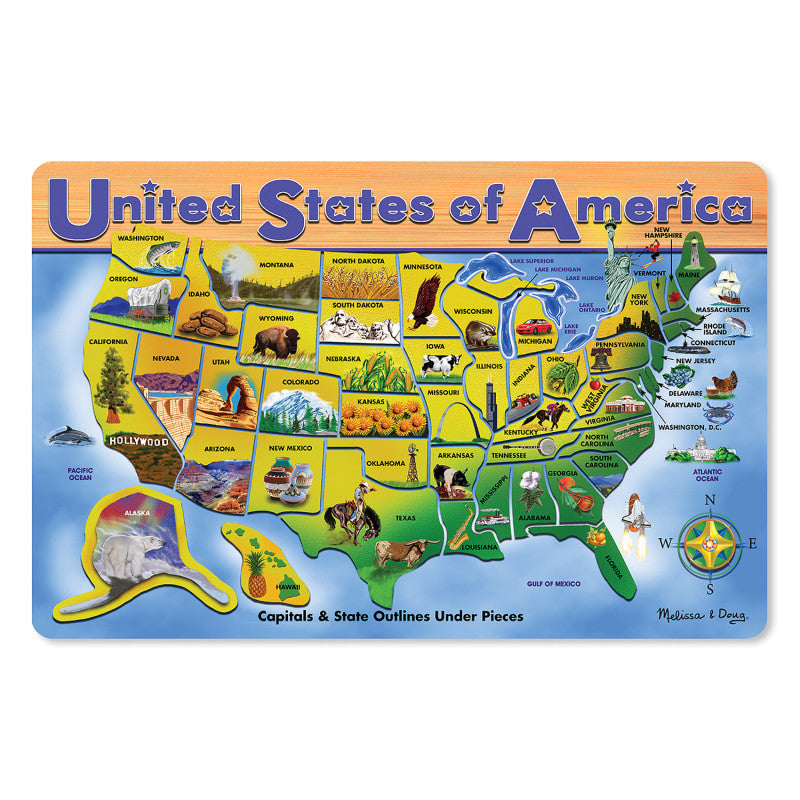 MELISSA & DOUG - U.S.A. Map Wooden Puzzle, 45 Pieces
