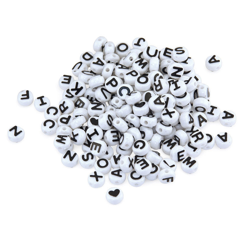 HYGLOSS - ABC Beads, Black and White, 300 Count