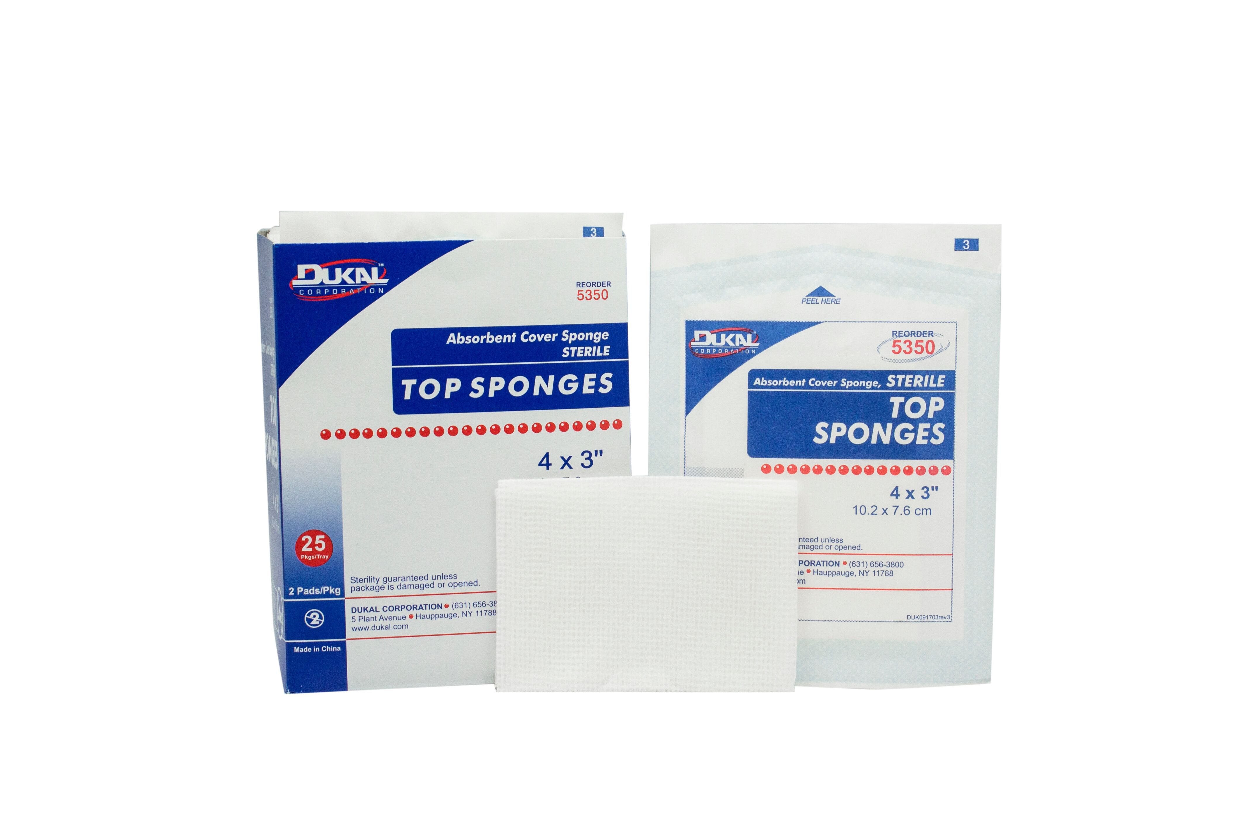 Dukal - Cellulose Filled Nonwoven Sponge Dukal™ 3 X 4 Inch 8-Ply Sterile 2 per Pack [600/CS]