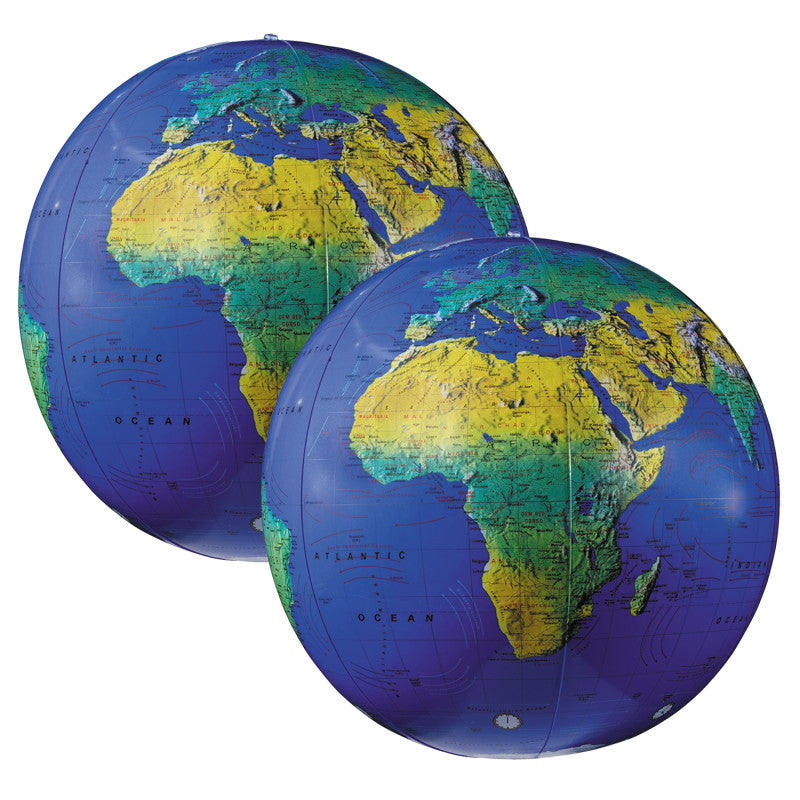REPLOGLE GLOBES - Inflatable Topographical Globe, 12", Pack of 2