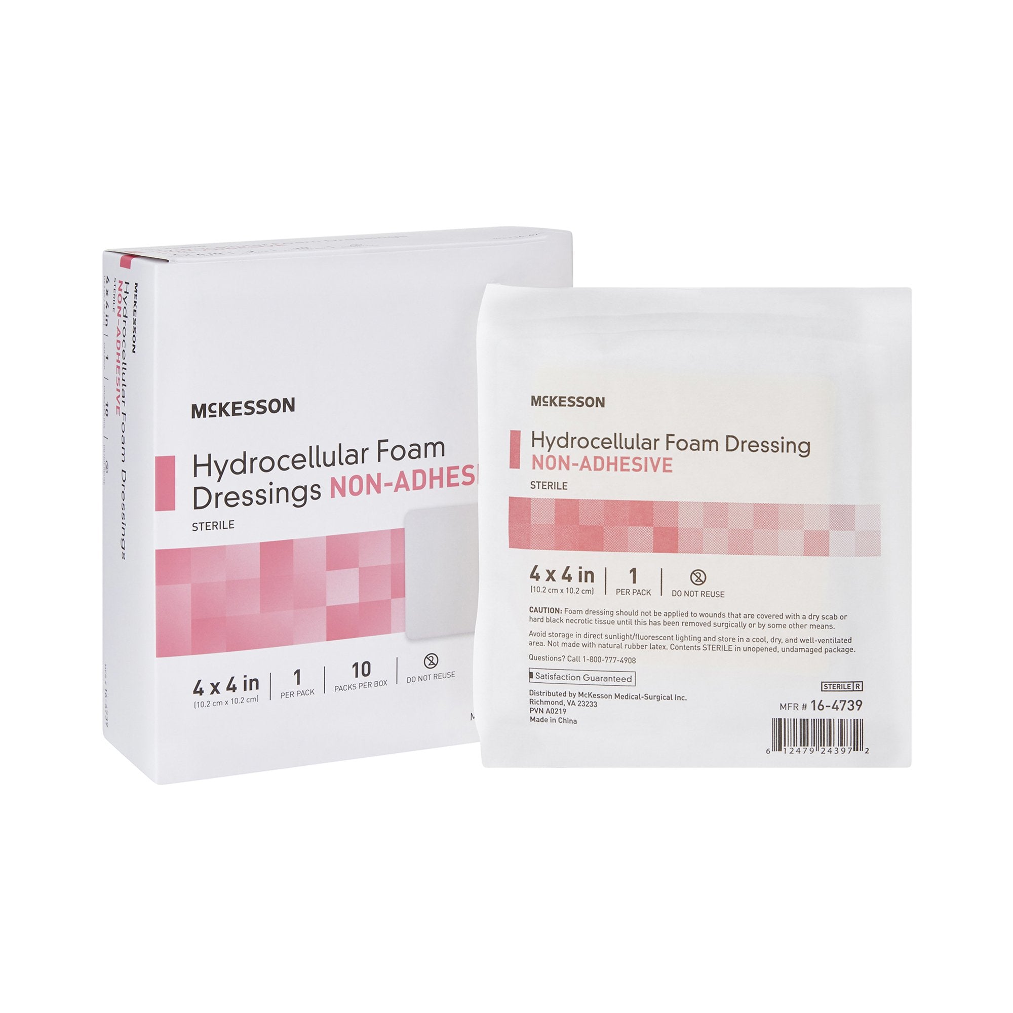 McKesson Brand - Foam Dressing McKesson 4 X 4 Inch Without Border Film Backing Nonadhesive Square Sterile [10/BX]