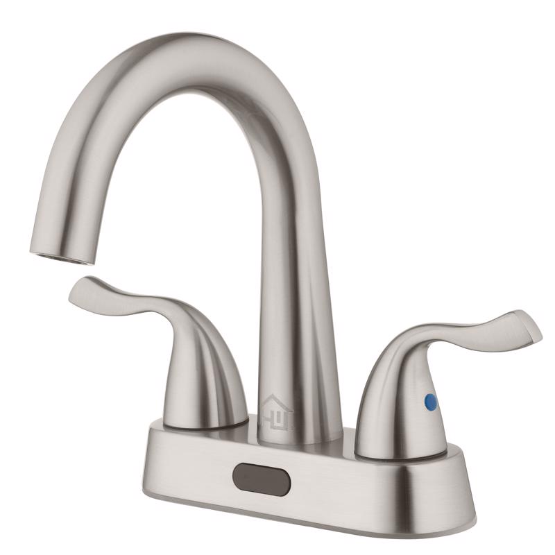 HOMEWERKS - Homewerks Brushed Nickel Motion Sensing Centerset Bathroom Sink Faucet 4 in. [26-B423S-BN-HW]