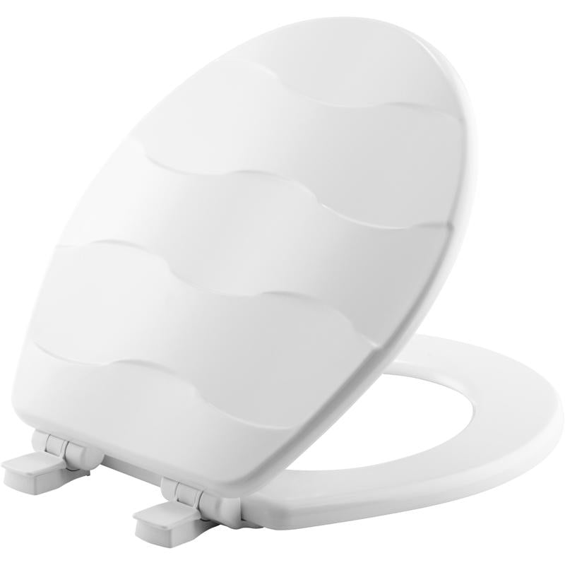 MAYFAIR BY BEMIS - Mayfair by Bemis Basket Weave Slow Close Round White Enameled Wood Toilet Seat