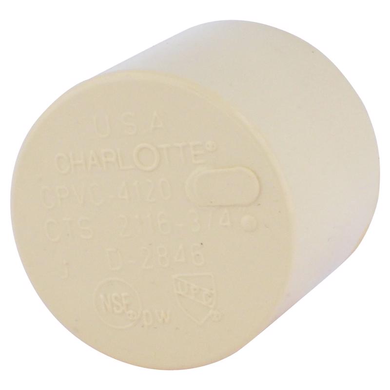 CHARLOTTE PIPE - Charlotte Pipe FlowGuard 3/4 in. Hub CPVC Cap 1 pk - Case of 25