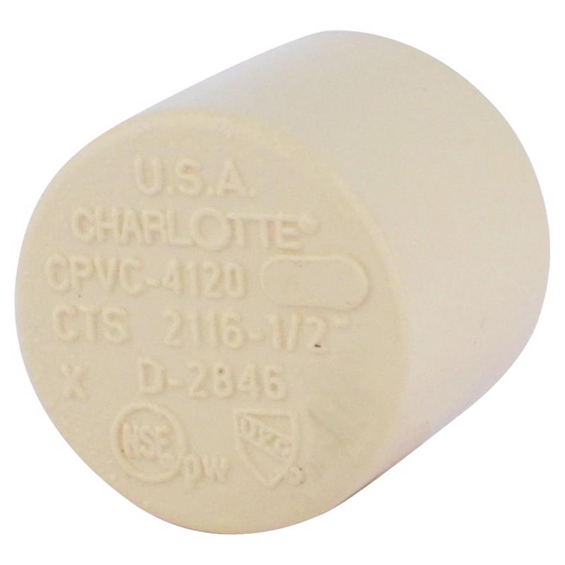 CHARLOTTE PIPE - Charlotte Pipe FlowGuard 1/2 in. Hub CPVC Cap 1 pk - Case of 25