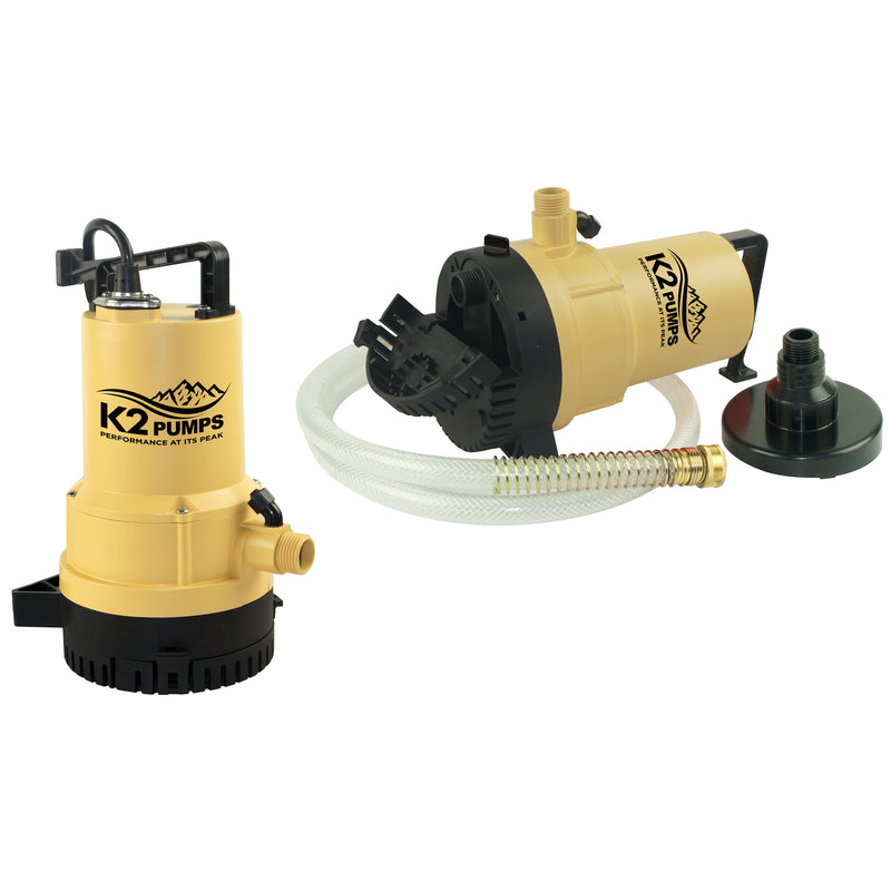 K2 PUMPS - K2 Pumps 1/4 HP 1600 gph Thermoplastic Switchless Switch Dual Suction AC Utility Pump