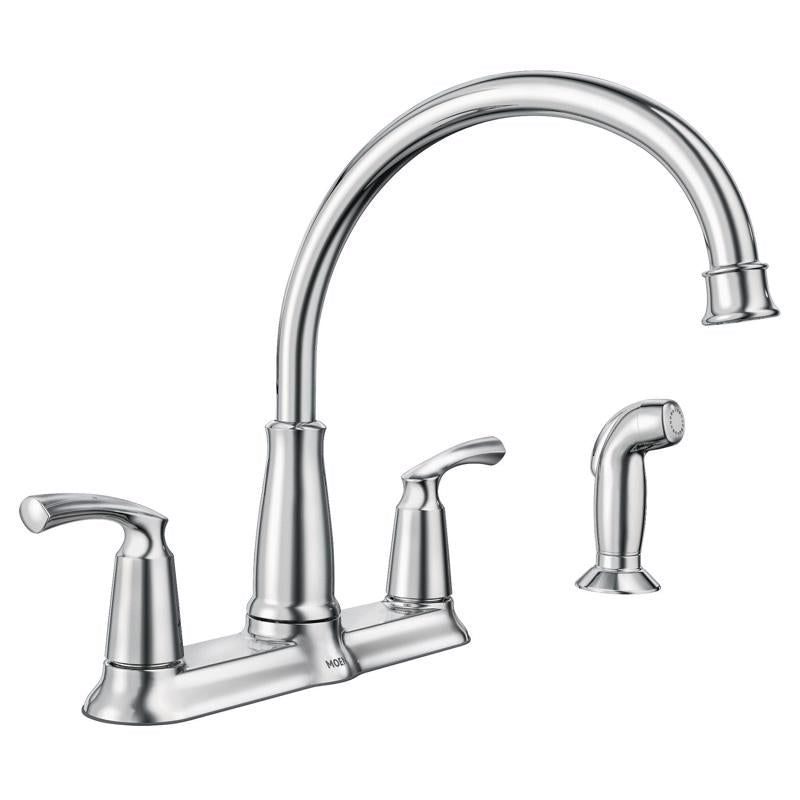 MOEN - Moen Bexley Two Handle Chrome Kitchen Faucet Side Sprayer Included