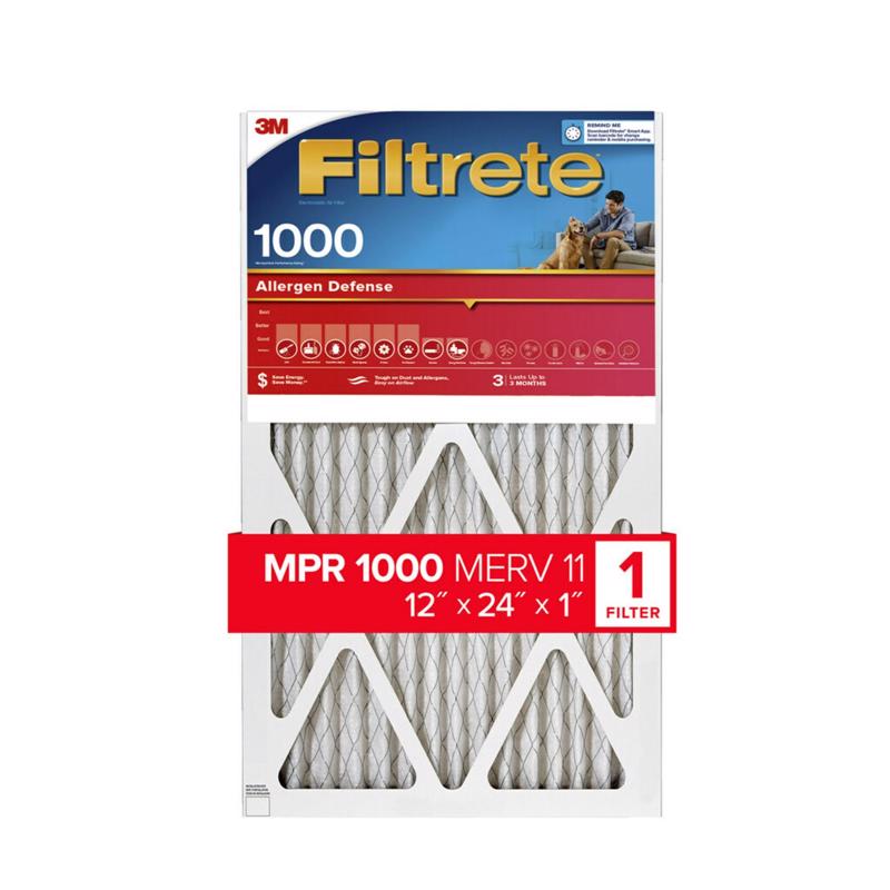 3M - Filtrete Allergen Defense 12 in. W X 24 in. H X 1 in. D Polyester 11 MERV Pleated Air Filter 1 pk - Case of 4