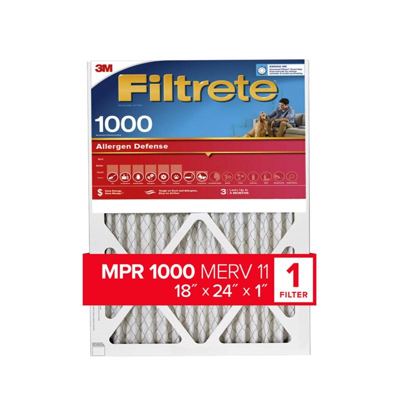 3M - 3M Filtrete 24 in. W X 18 in. H X 1 in. D Polyester 11 MERV Pleated Allergen Air Filter 1 pk - Case of 4