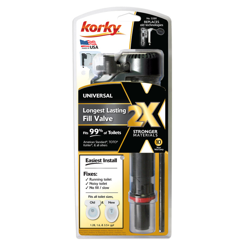 KORKY - Korky 2X Toilet Fill Valve Black Plastic/Rubber For Universal