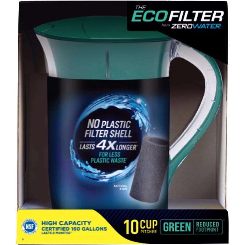 ZEROWATER - ZeroWater EcoFilter 10 cups Clear/Green Water Filter Pitcher