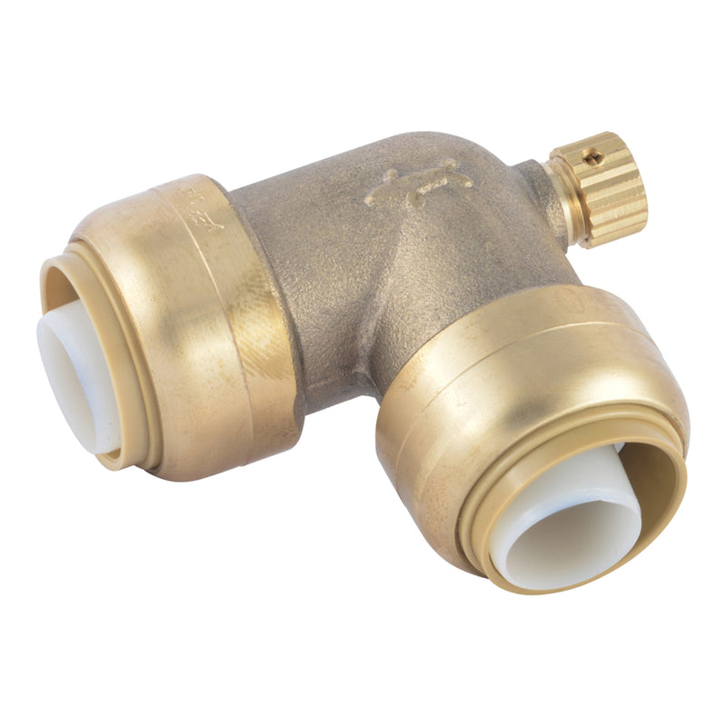 SHARKBITE - SharkBite Push to Connect 3/4 in. PTC X 3/4 in. D PTC Brass 90 Degree Elbow w/Drain