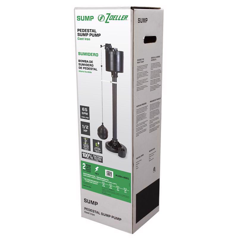 ZOELLER - Zoeller 1/2 HP 3900 gph Cast Iron Vertical Float Switch AC Pedestal Sump Pump