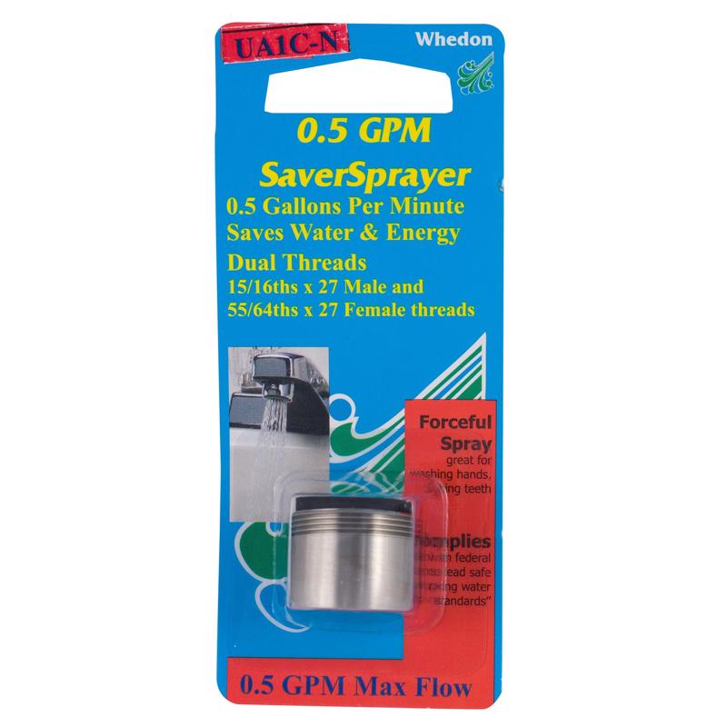 WHEDON - Whedon SaverSprayer Dual Thread 15/16 in.- 27M x 55/64 in.-27F Brushed Nickel Faucet Aerator