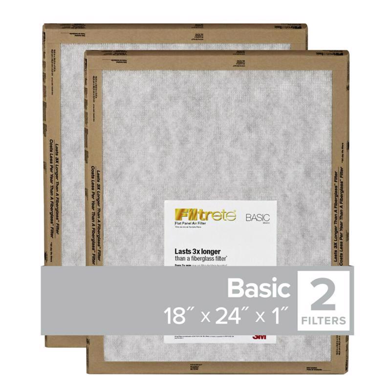 3M - 3M Filtrete 18 in. W X 24 in. H X 1 in. D Synthetic 2 MERV Flat Panel Filter 2 pk - Case of 24