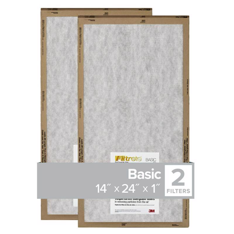 3M - 3M Filtrete 14 in. W X 24 in. H X 1 in. D Synthetic 2 MERV Flat Panel Filter 2 pk - Case of 24