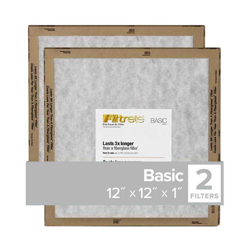 3M - 3M Filtrete 12 in. W X 12 in. H X 1 in. D Synthetic 2 MERV Flat Panel Filter 2 pk - Case of 24