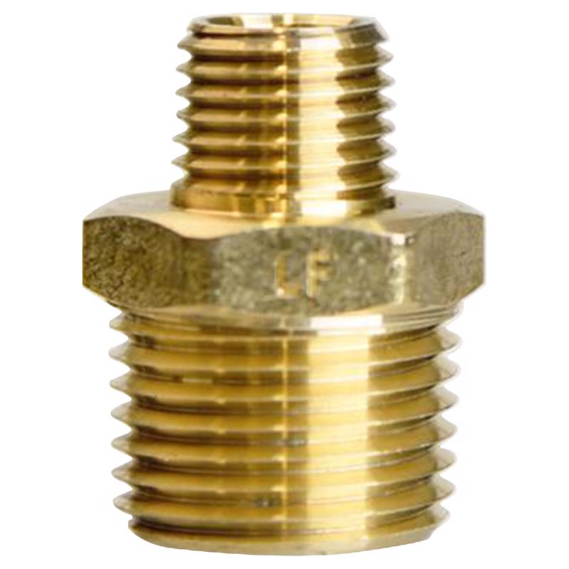 0 - 1/2 in. MPT X 1/4 in. D MPT Brass Reducing Hex Nipple - Case of 5