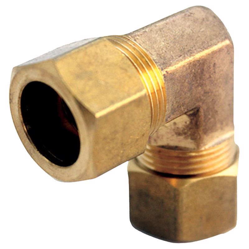 0 - 1/2 in. Compression X 3/8 in. D Compression Brass 90 Degree Elbow - Case of 5